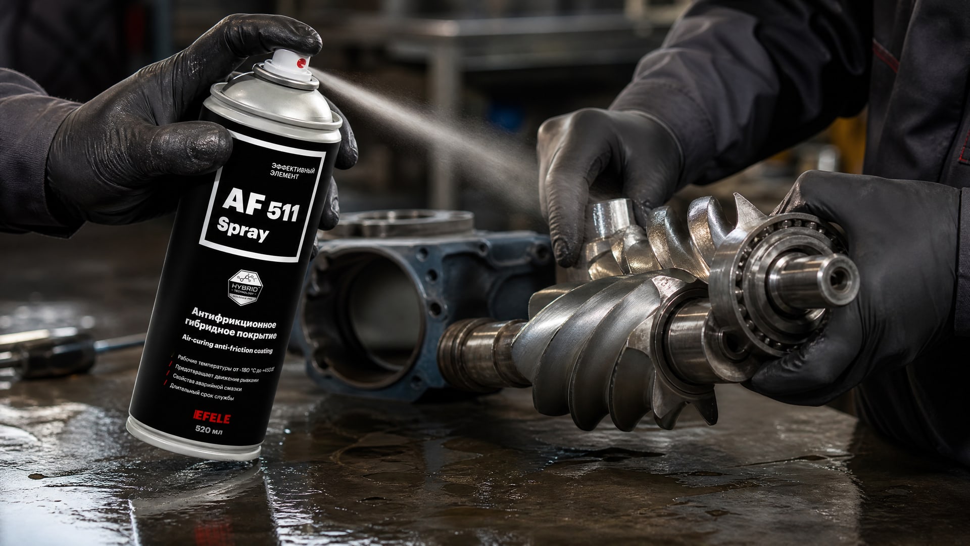 Рука наносит EFELE AF-511 Spray для сушки покрытия.