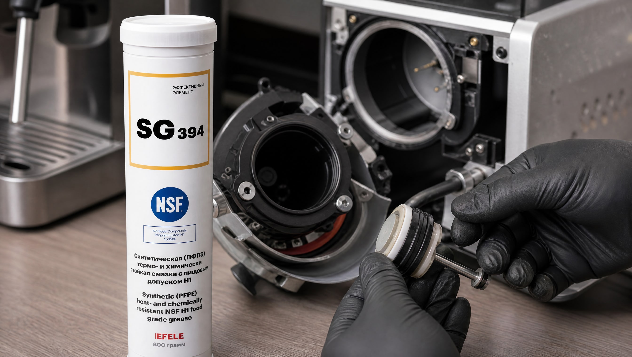 Нанесение EFELE SG-394 (термо-химстойкая, NSF H1) - смазки для высоких температур.