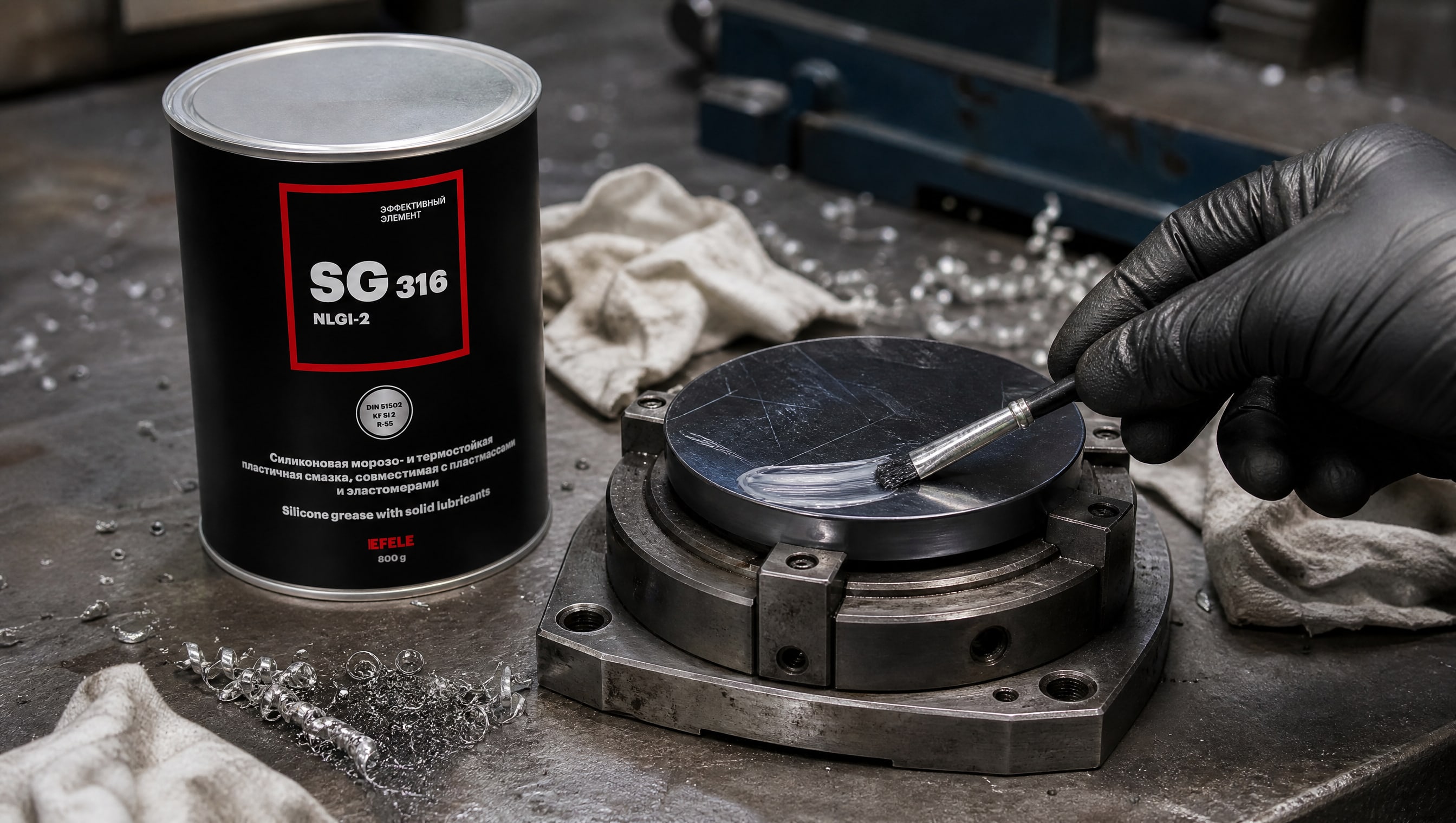 Нанесение EFELE SG-316 (силиконовой термостойкой) для триботехнических испытаний.